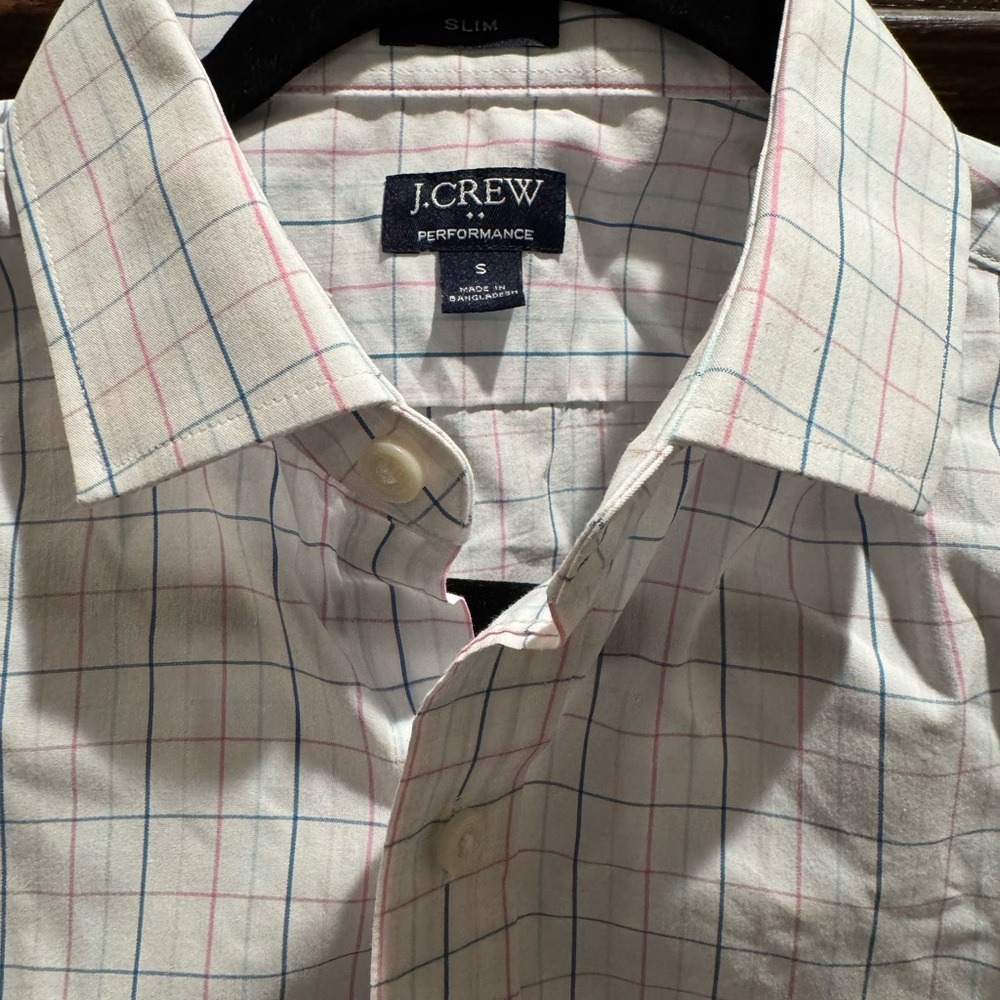 J. Crew Men's White Checkered Shirt